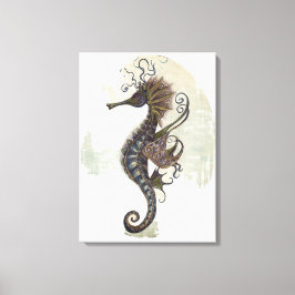 Lienzo Seahorse fantasy, blue green artwork