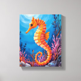 Lienzo Seahorse | Ocean Animal Coral Reef Watercolor
