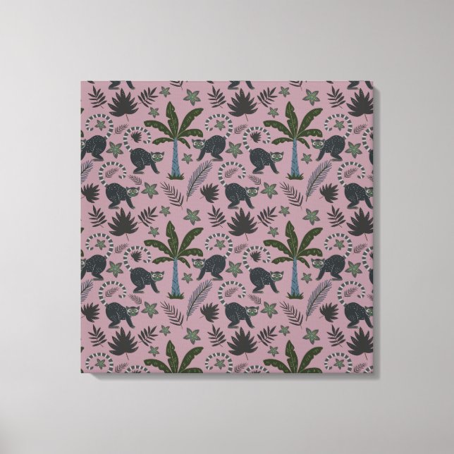 Lienzo Seamless pattern Tropical animals monkey jumping (Anverso)