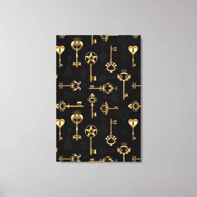 Lienzo Seamless Pattern with Golden Keys (Anverso)