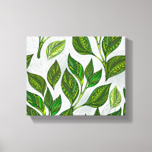Lienzo Seamless Pattern with Green Tea Leaves