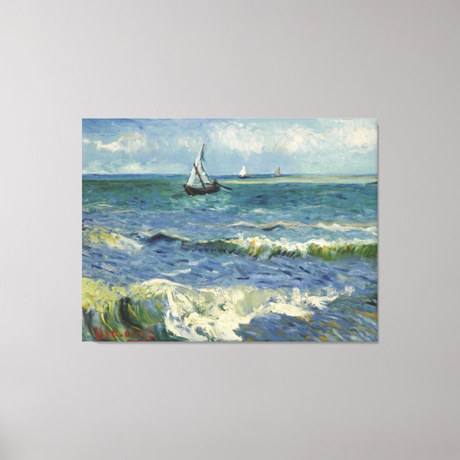 Lienzo Seascape Les Saintes-Maries-de-la-Mer de Van Gogh (Anverso)