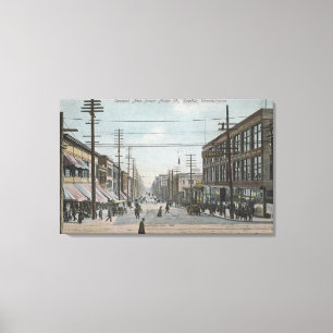 Lienzo Seattle, avenida de WASecond de la calle de Pike