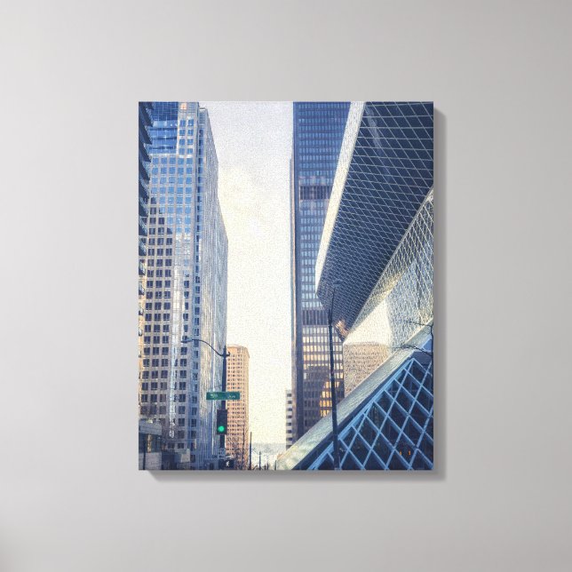 Lienzo Seattle Street View con arquitectura moderna (Anverso)