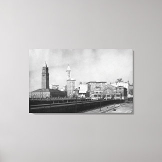 Lienzo Seattle, WA - Centro de Ferrocarriles de Seattle y