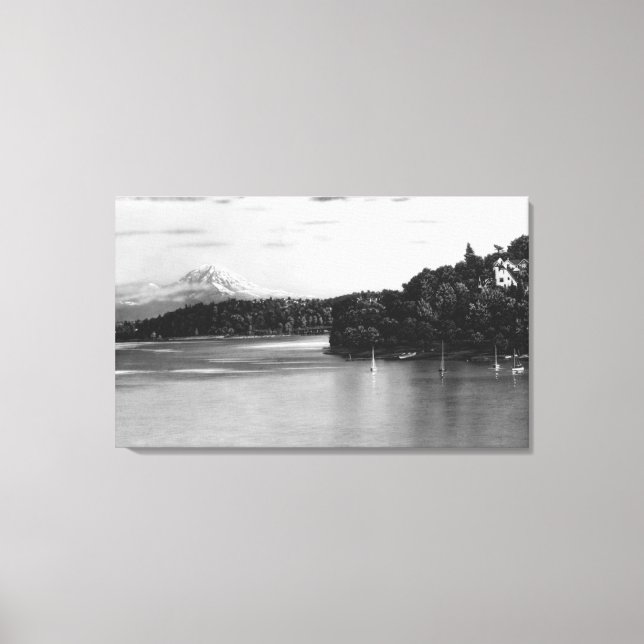 Lienzo Seattle, WA Lake Washington View y Rainier (Anverso)