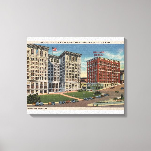 Lienzo Seattle, WAHotel Holland & Municipal Bldgs (Anverso)
