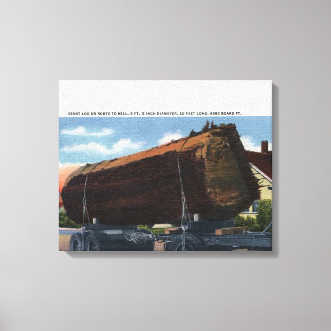 Lienzo Seattle, Washington Giant Log en ruta a Mill (Anverso)