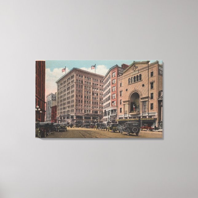 Lienzo Seattle, WAView de la 4ª Ave y Westlake (Anverso)