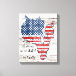 Lienzo Sebago Lake Maine Map Canvas Art