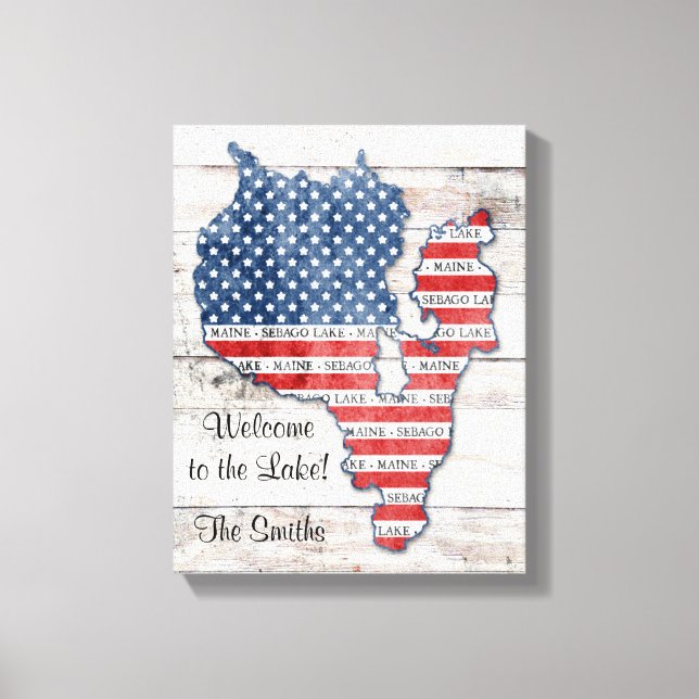 Lienzo Sebago Lake Maine Map Canvas Art (Anverso)
