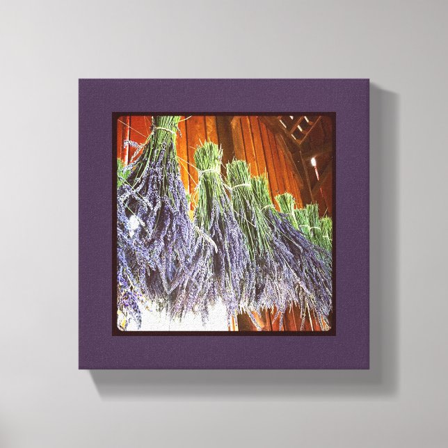 Lienzo Secado de lavanda en un granero (Anverso)