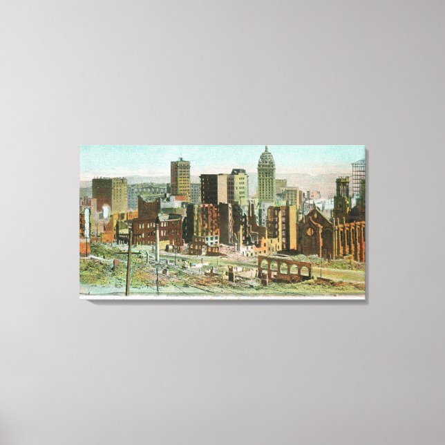 Lienzo Sección de Negocios en Ruinas luego del Fuego (Anverso)