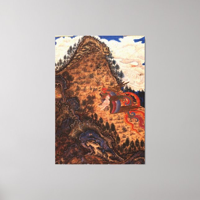 Lienzo Secuestro de Zal por el Simurgh / 1370 / (Anverso)