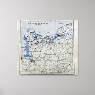 Lienzo Segunda Guerra Mundial día D mapa 6 de junio de