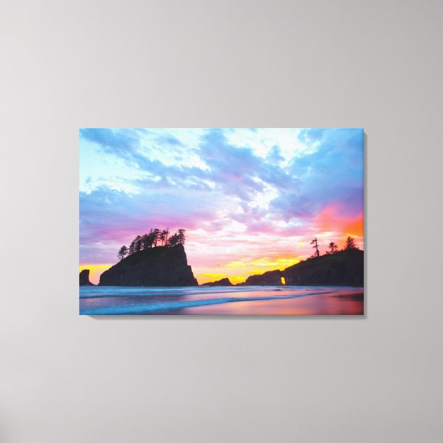 Lienzo Segunda playa al atardecer, Washington (Anverso)