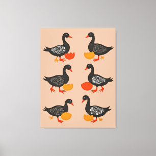 Lienzo Seis Geese A-Laying Retro Cut-Out 2