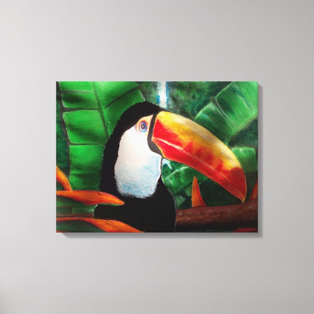 Lienzo Selva de animales de la vida silvestre de Toucan (Anverso)