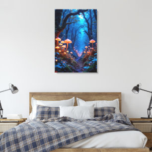 Lienzo Selva de ensueño con flora bioluminiscente