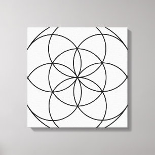 Lienzo Semilla de la vida Geometría sagrada en blanco y n