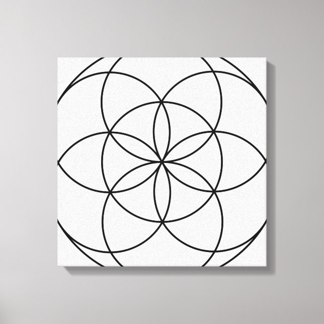 Lienzo Semilla de Vida Geometría Sagrada negro y blanco (Anverso)