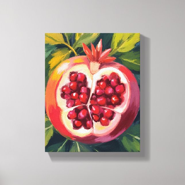 Lienzo Semillas de granada | Pintura de frutas (Anverso)