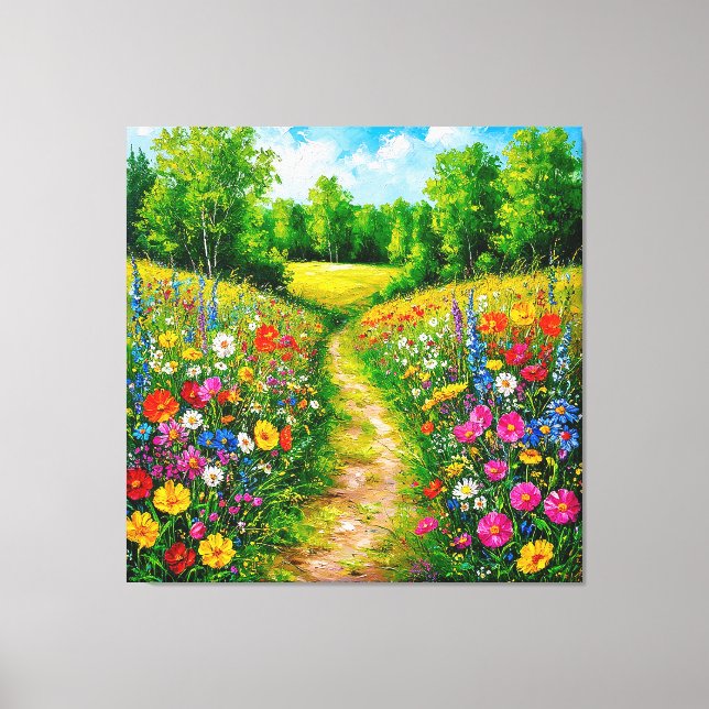 Lienzo Sendero de flores silvestres a través de un verano (Anverso)