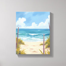 Lienzo Sendero de Playa | Pintura Costera de Acuarela del