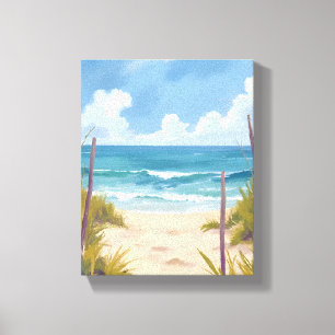 Lienzo Sendero de Playa   Pintura Costera de Acuarela del