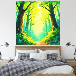 Lienzo Sendero Forestal Iluminado por el Sol