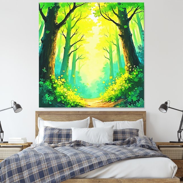 Lienzo Sendero Forestal Iluminado por el Sol (Insitu(Dormitorio))