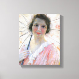 Lienzo Señora vestida de rosa con una sombrilla (Robert R