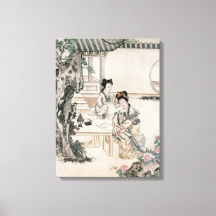 Lienzo Señoras chinas en un jardín