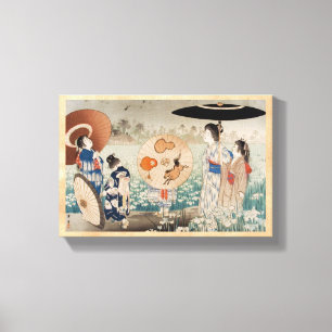 Lienzo Señoras japonesas del ukiyo-e del vintage con art