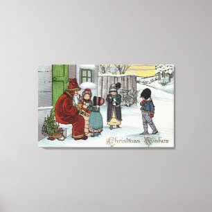Lienzo Sentada de GreetingSanta del navidad