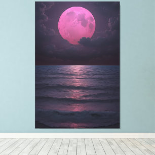 Lienzo Serenata de Luna Rosa — Una Noche Oceánica Soñador