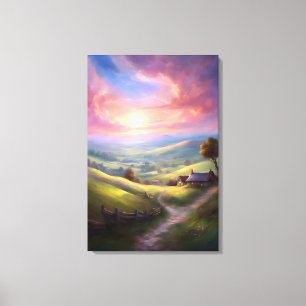 Lienzo Serene Countryside Sunrise Apacible Paisaje Artíst