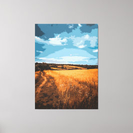 Lienzo Serene Golden Field Country Road Stylized