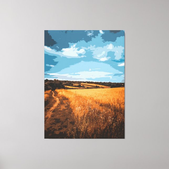 Lienzo Serene Golden Field Country Road Stylized (Anverso)