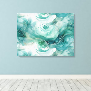 Lienzo Serene Splash: acuarela abstracta en verde Verde a