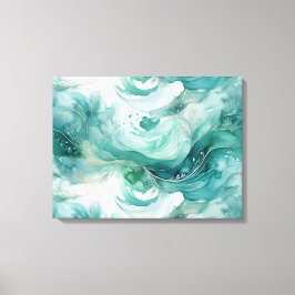 Lienzo Serene Splash: acuarela abstracta en verde Verde a
