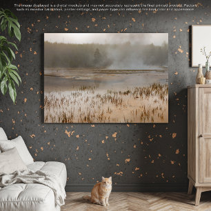 Lienzo Serene Steam: Una pacífica escena de piedras amari