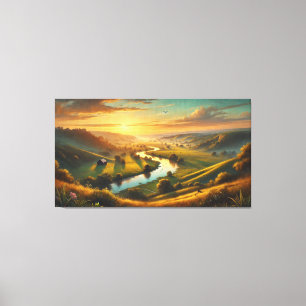 Lienzo Serene Sunset Valley - Tranquilo Panorámico