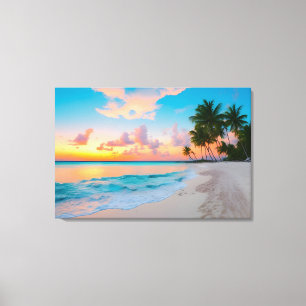 Lienzo Serene Tropical Beach Sunset Wraplin
