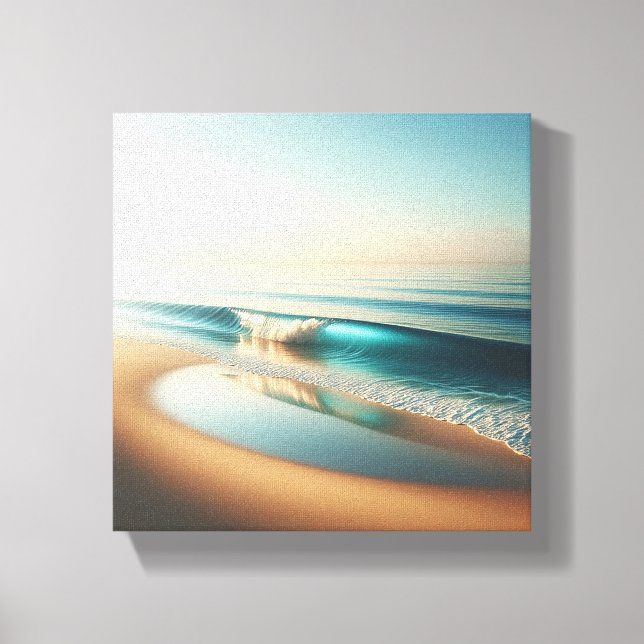Lienzo Serene Turquoise Wave Rolling on Golden Sand  (Anverso)