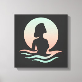 Lienzo Serene Woman Silhouette in Pastel Waves