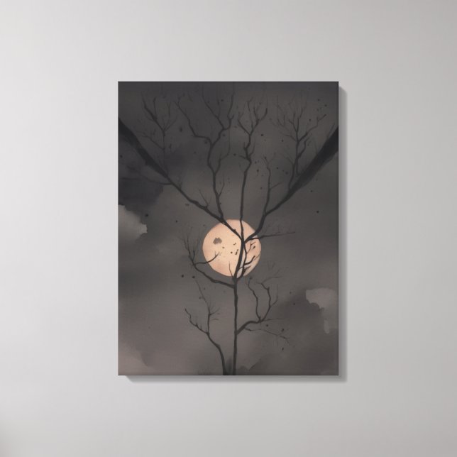 Lienzo Serenidad a la luz de la luna: Silhouette de árbol (Anverso)