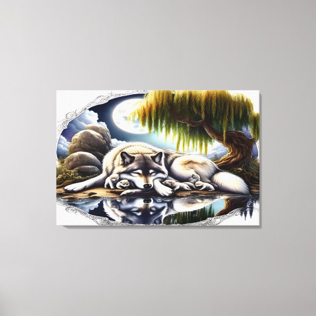 Lienzo Serenidad bajo la luz de la luna Lobo delirante 36 (Anverso)
