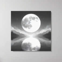 Lienzo Serenidad bajo la luz de la luna: majestuosas agua