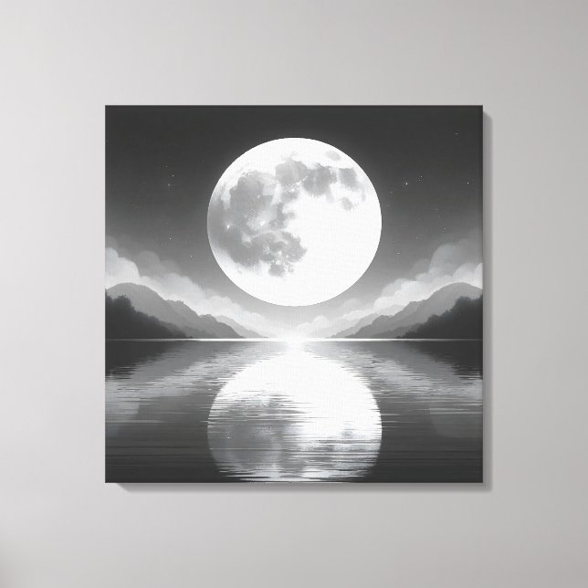 Lienzo Serenidad bajo la luz de la luna: majestuosas agua (Anverso)